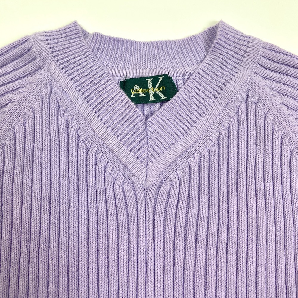 Vintage 90s Lilac AK Collection (Anne Klein) Rib Knit Top